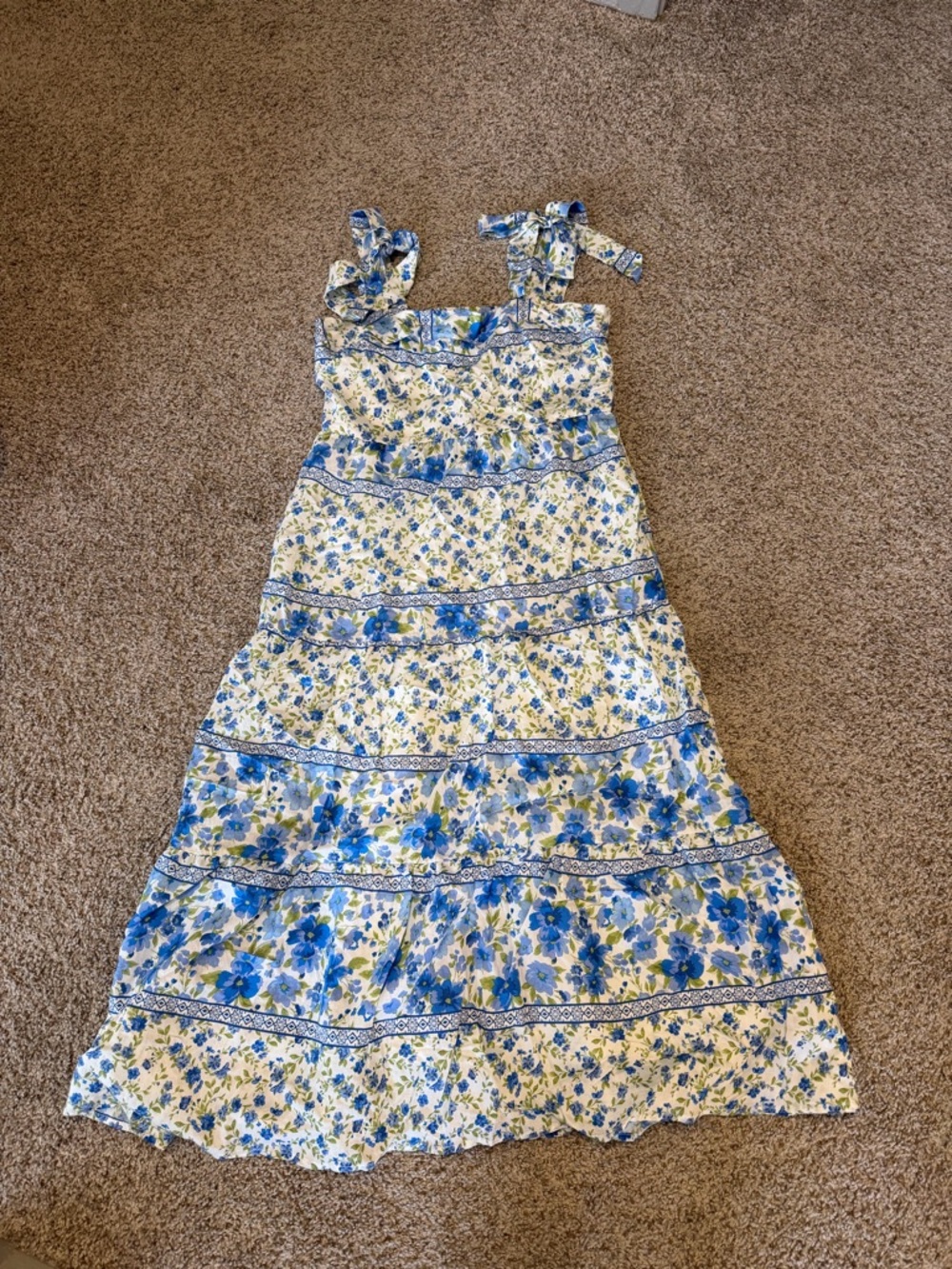 Blue Floral Tie-Shoulder Sundress